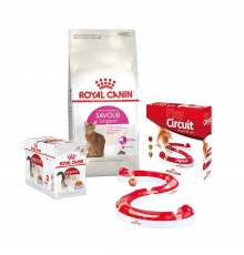 Набір сухого і вологого корму для котів Royal Canin Exigent Savour 2 кг + 12 шт х 85 г pouch + лабіринт у подарунок