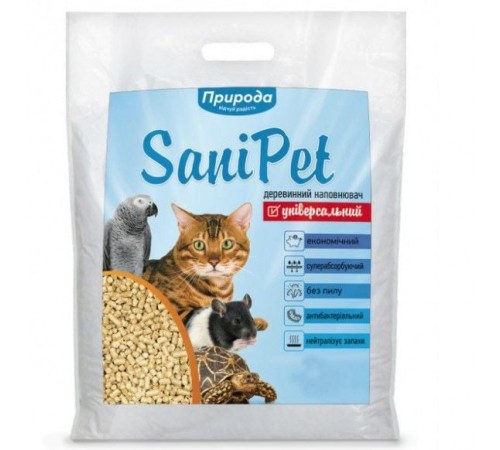 Наповнювач туалету для котів Sani Pet «Універсальний» 10 кг (деревинний)