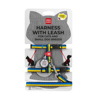 Шлея з повідцем для собак COLLAR WAUDOG Нейлон One Size - синя