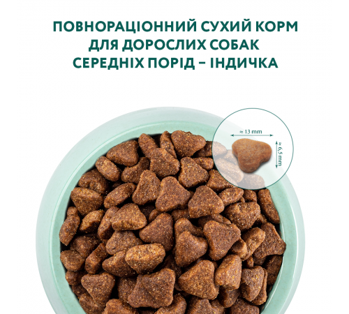 Сухий корм для дорослих собак середніх порід Optimeal 1,5 кг (індичка)