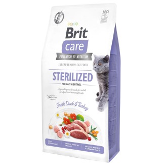 Сухий корм для стерелізованних котів із зайвою вагою Brit Care Cat GF Sterilized Weight Control 7 кг - качка і індичка