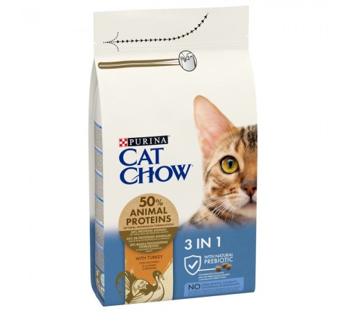 Сухий корм для котів Cat Chow Feline 3 in 1 1,5 кг - індичка