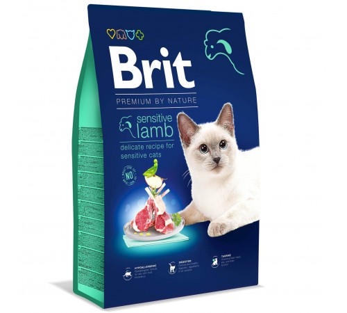 Сухий корм для котів із чутливим травленням Brit Premium by Nature Cat Sensitive 8 кг - ягня
