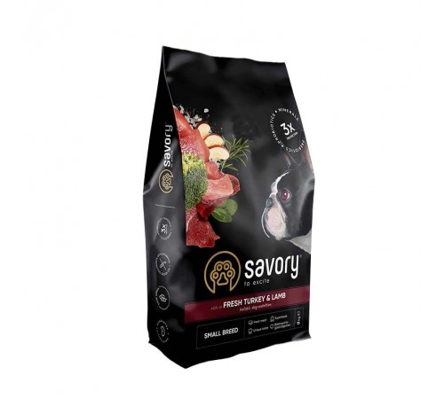 Сухий корм для собак Savory Small Breed Fresh 8 кг - індичка та ягня