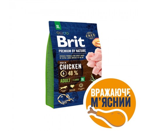 Сухий корм для собак Brit Premium Dog Adult XL 3 кг - курка