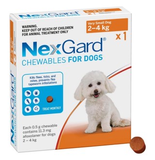 NexGard by Boehringer Ingelheim - протипаразитарні жувальні таблетки від бліх і кліщів для собак 2-4кг, 1 пігулка