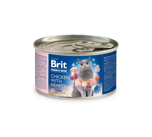 Вологий корм для котів Brit Premium Chicken & Hearts 200 г (паштет з куркою та серцем)
