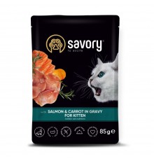 Вологий корм для кошенят Savory Kitten 85 г - лосось та морква