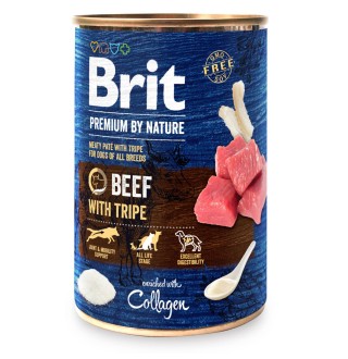 Brit Premium by Nature Beef with Tripe - консервований корм-паштет з яловичиною та тельбухами для собак, 400г