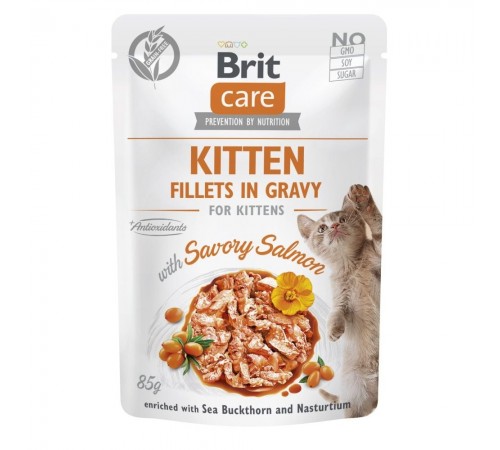 Вологий корм для кошенят Brit Care Cat Fillets in Gravy pouch 85 г - лосось