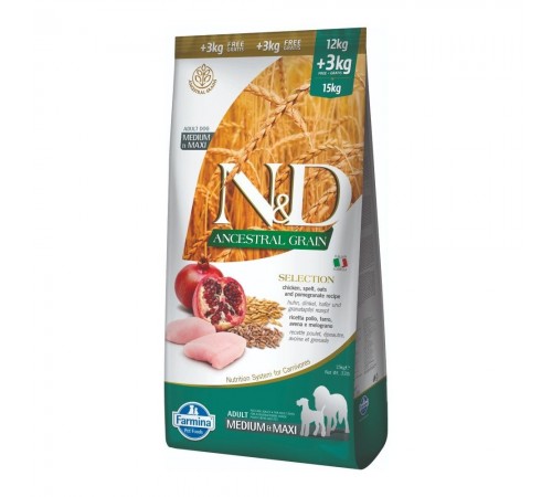 Сухий корм для собак Farmina N&D Low Grain Adult 15 кг - курка та гранат