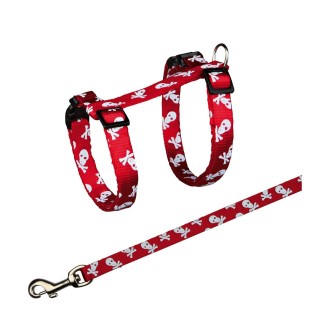 Шлейка з повідцем для котів Trixie нейлон «Skull» (кольори в асортименті)