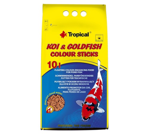 Сухий корм для ставкових риб Tropical Koi & Goldfish Colour Sticks в паличках 10 л