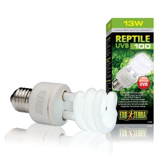 Компактна люмінесцентна лампа Exo Terra «Reptile UVB 100» для опромінення променями УФ-В спектра 13 W, E27 (для опромінення)