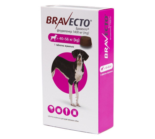 Таблетки для собак Bravecto від 40 до 56 кг, 1 шт