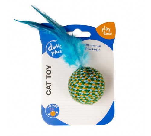 Іграшка для кішок Duvo+ Куля з пір'ям 18 х 4,5 х 4,5 см (бавовна)