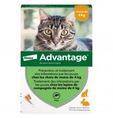 Advantage by Elanco-Bayer - протипаразитарні краплі від бліх для котів і кролів до 4кг