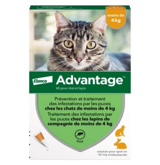 Advantage by Elanco-Bayer - протипаразитарні краплі від бліх для котів і кролів до 4кг