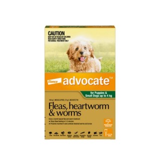 Advocate Dog by Elanco-Bayer - протипаразитарні краплі від бліх, вошей, кліщів, гельмінтів  для собак до 4кг