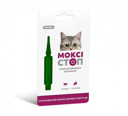 Краплі на холку для котів PROVET Моксістоп до 4 кг, 1 шт