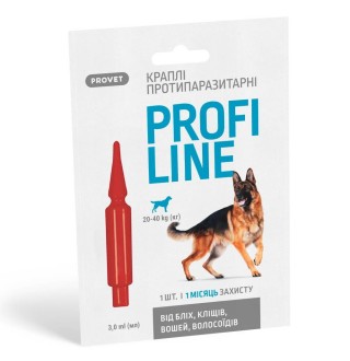 Краплі на холку для собак PROVET Profiline від 20 до 40 кг, 1 шт