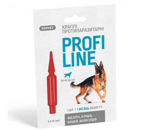 Краплі на холку для собак PROVET Profiline від 20 до 40 кг, 1 шт