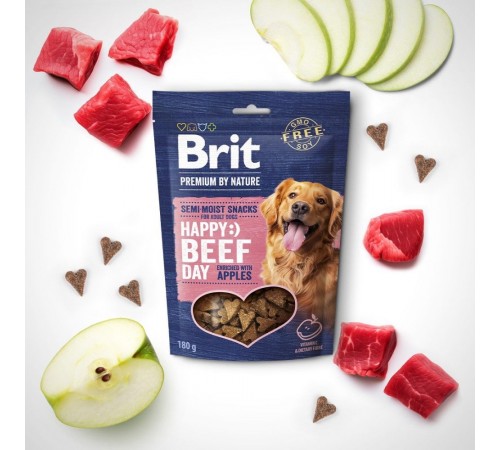 Ласощі для cобак Brit Premium Semi-moist Snacks 180 г - яловичина та яблука