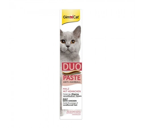 Ласощі для котів GimCat Duo Paste Anti-hairboll 50 г - курка та мальт