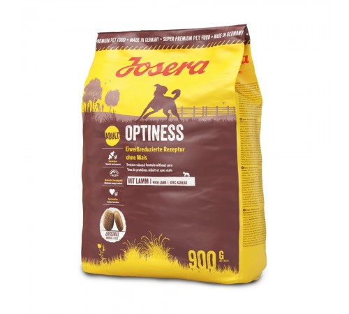 Набір для собак сухий корм Josera Optiness 0,9 кг x 5 шт - ягня + Миска силіконова дорожня Josera 300 мл (жовта)
