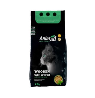 AnimAll Granulated Wooden - наповнювач деревний з ароматом м'яти для котячих туалетів, 2,8кг