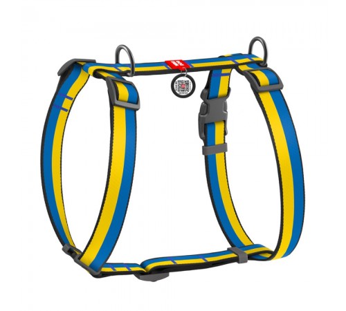 Шлея H-образна WAUDOG Nylon c QR паспортом і малюнком «Colors of freedom» S 30-40/15 мм