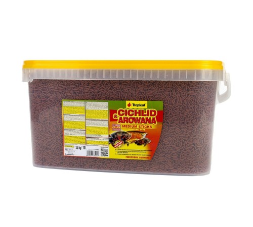 Сухий корм для акваріумних риб Tropical в паличках «Cichlid & Arowana Medium Sticks» 10 л (для м'ясоїдних цихлід)