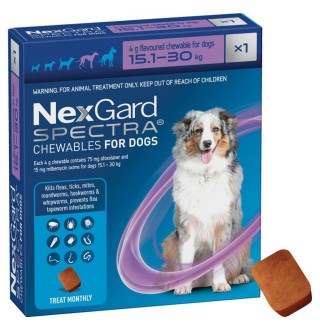 NexGard Spectra by Boehringer Ingelheim - протипаразитарні жувальні таблетки для собак 15-30кг, 1 пігулка