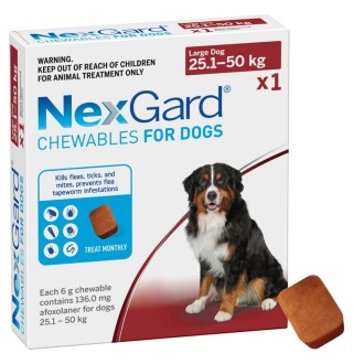 NexGard by Boehringer Ingelheim - протипаразитарні жувальні таблетки від бліх і кліщів для собак 25-50кг, 1 пігулка
