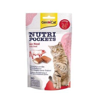 Вітамінні ласощі для котів GimCat Nutri Pockets Яловичина + Солод 60 г (для чутливого травлення)