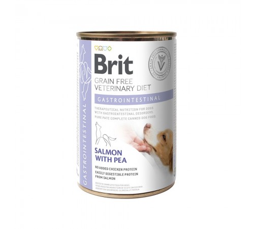 Вологий корм Brit VetDiets Gastrointestinal для собак, які страждають шлунково-кишковими розладами, 400 г (лосось та горох)