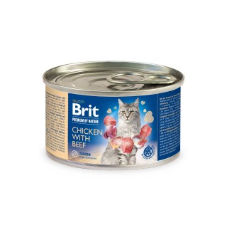 Вологий корм для котів Brit Premium Chicken & Beef 200 г - курка та яловичина