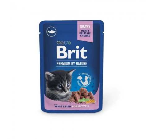 Вологий корм для кошенят Brit Premium pouch 100 г - біла риба