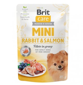 Вологий корм для собак Brit Mini 85г pouch - кролик та лосось