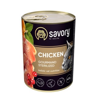 Savory Cat Gourmand Sterilized Сhicken - вологий корм c куркою для стерилізованих котів всіх порід, 400г