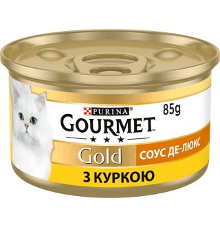 Purina Gourmet Gold - консервований корм Гурме Соус Де-Люкс, шматочки в соусі з куркою для котів, 85г