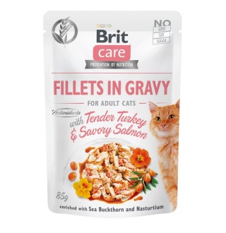 Вологий корм для котів Brit Care Cat pouch 85g (філе індички та лосося в соусі)