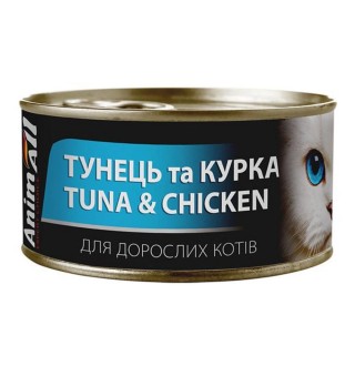 Вологий корм для котів AnimAll Adult 85 г - тунець та курка