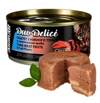 Вологий корм для котів AnimAll Duo Delice Adult 80 г - тунець та краб
