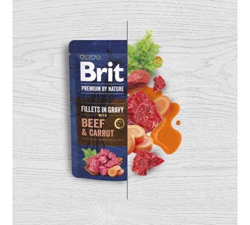 Вологий корм для собак Brit Premium By Nature 85 г - яловичина та морква