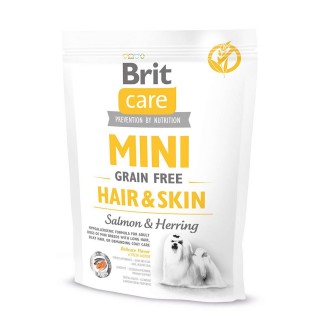 Brit Care Mini Grain Free Hair and Skin - сухий беззерновий корм з лососем і оселедцем для дорослих довгошерстих собак мініатюрних порід, 400г