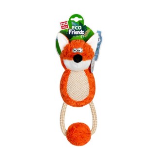 Іграшка для собак GiGwi Eco Friendz Лиса з пищалкою та мотузкою M | 30 см