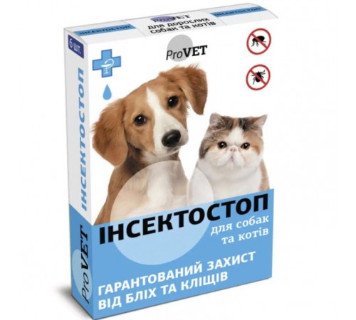 Краплі на холку для собак PROVET Інсектостоп від 4 до 10 кг, 1 шт