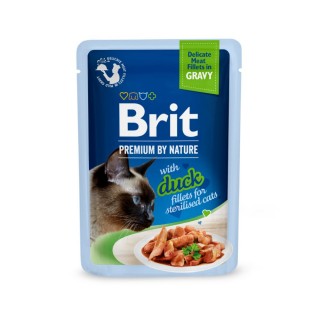 Вологий корм для котів Brit Premium Delicate Fillets in Gravy Duck for Sterilised pouch 85 г - качка