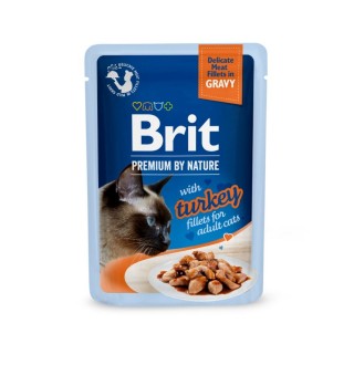 Вологий корм для котів Brit Premium Delicate Fillets in Gravy Turkey pouch 85 г - індичка